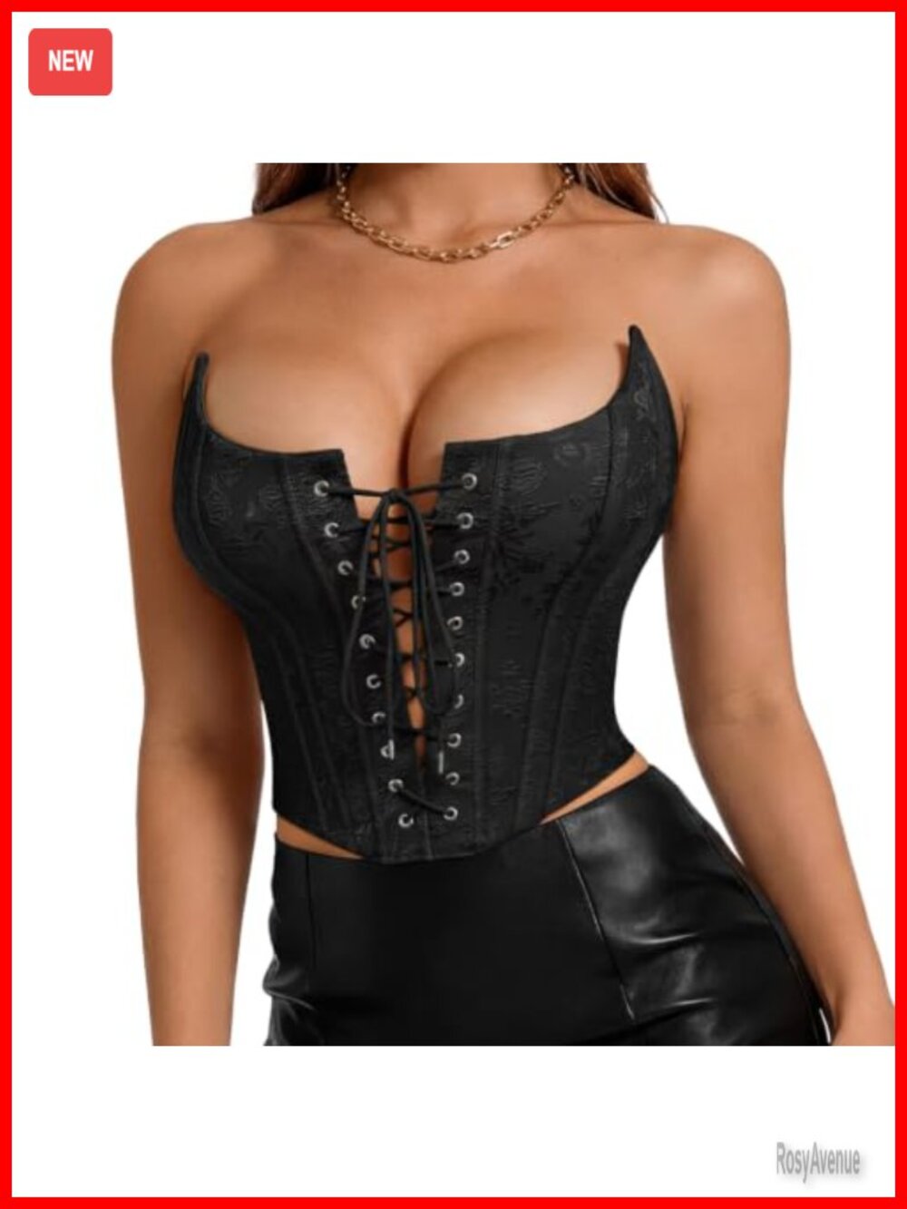 VONMELLI Corset Top Lace Up Overbust Bustier Backless Strapless Waist Sculpt